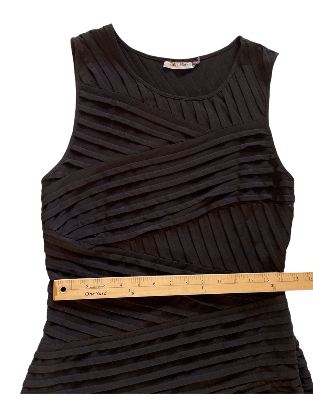 Calvin Klein Black Sleeveless Textured Sheath Dress - Picture 14 of 14